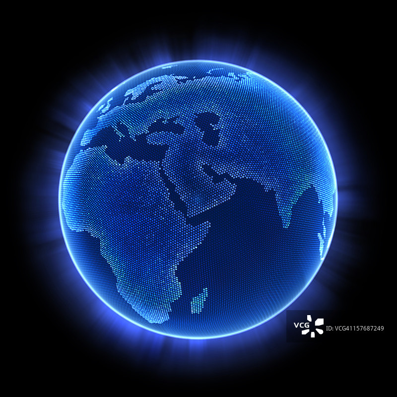 蓝色灯光照亮的地球图像图片素材