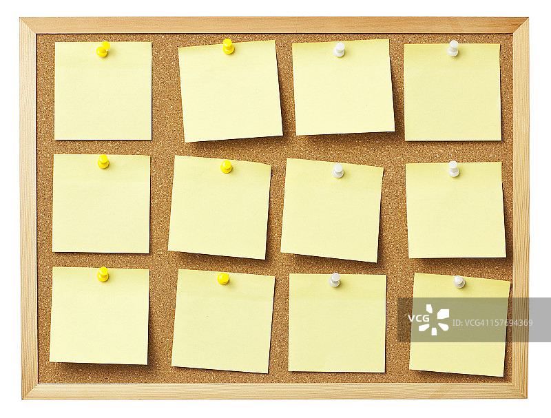 板上的黄色办公室便签图片素材