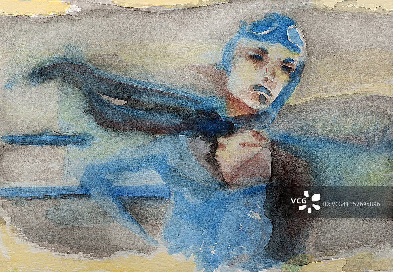 女飞行员绘画图片素材