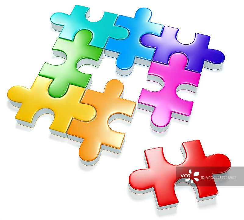 不完整的彩虹拼图图片素材