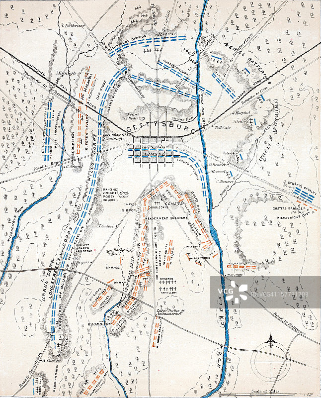 美国内战地图：葛底斯堡图片素材