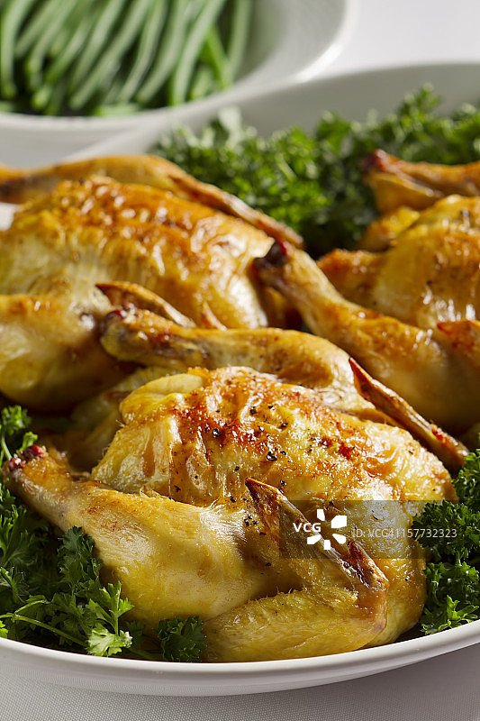 烤箱烤康沃尔母鸡图片素材