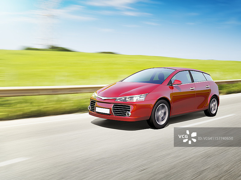 高速行驶的红色汽车图片素材