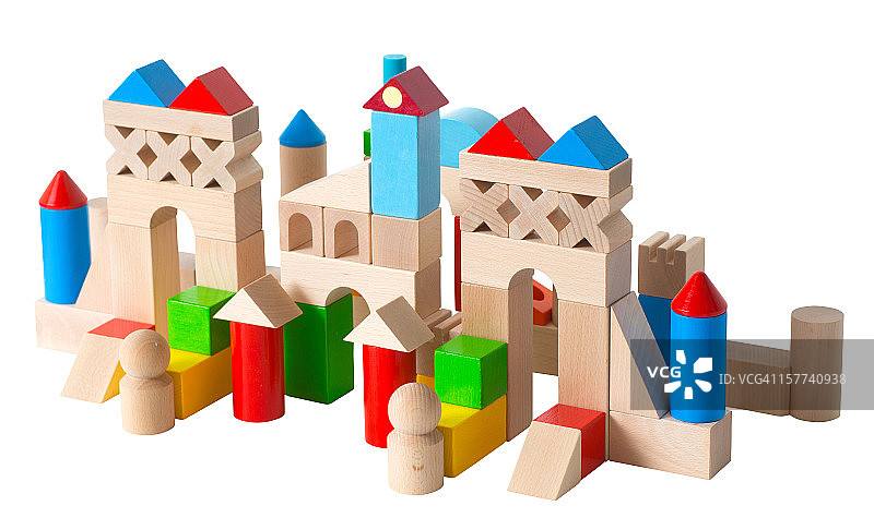 彩色积木搭建的城堡宫殿图片素材