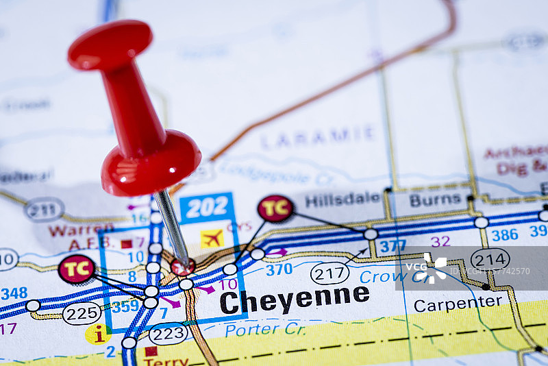 美国怀俄明州首府夏延地图图片素材