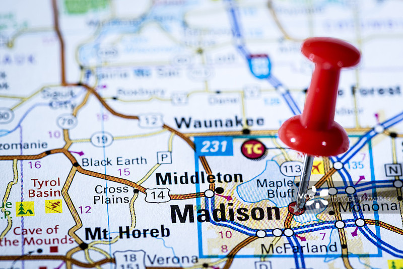 美国首都地图系列：威斯康星州麦迪逊图片素材