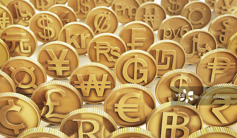 金色国际货币硬币网格图片素材
