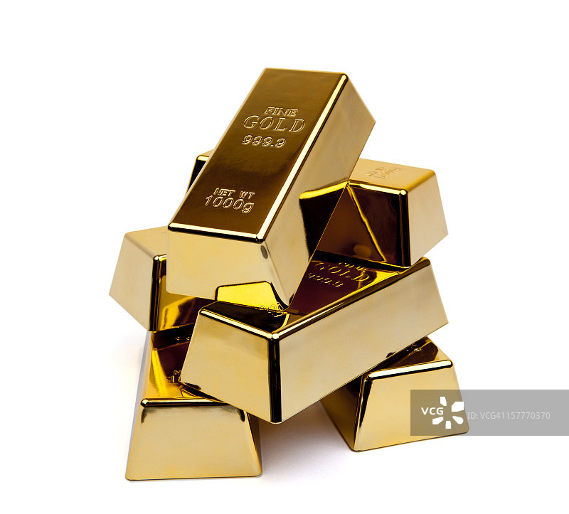 堆叠的金色金条图片素材