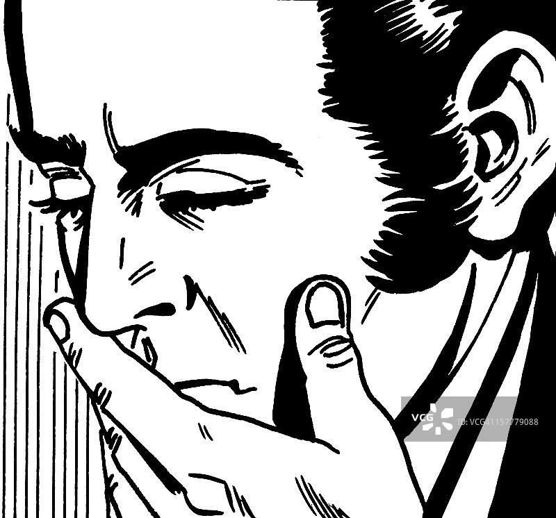 闭眼手抚脸部的男人特写图片素材