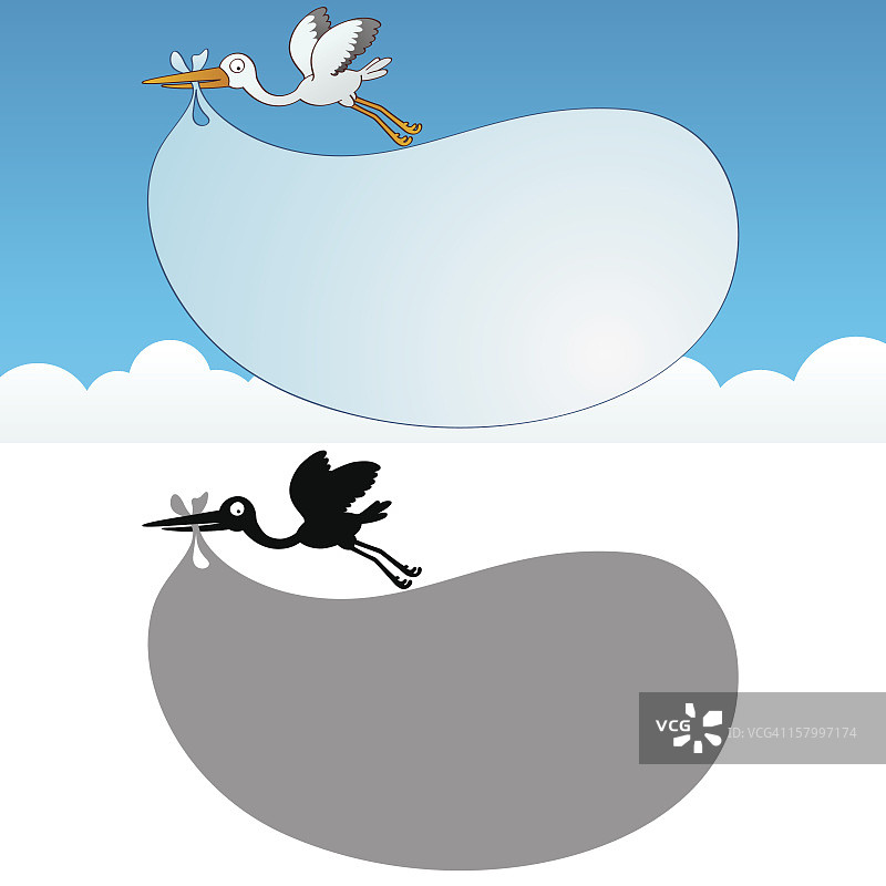卡通鹳鸟剪影图片素材