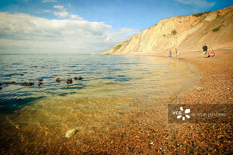海滩生活 - 怀特岛艾伦湾图片素材