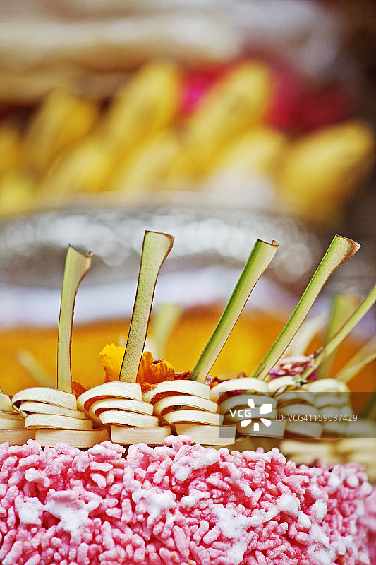 巴厘岛乌布的寺庙祭品图片素材