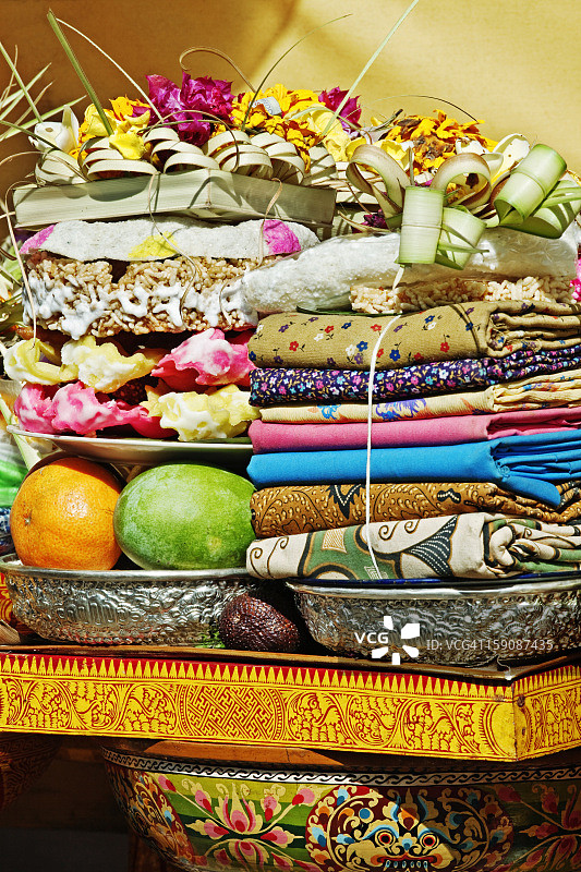 巴厘岛乌布的寺庙祭品图片素材