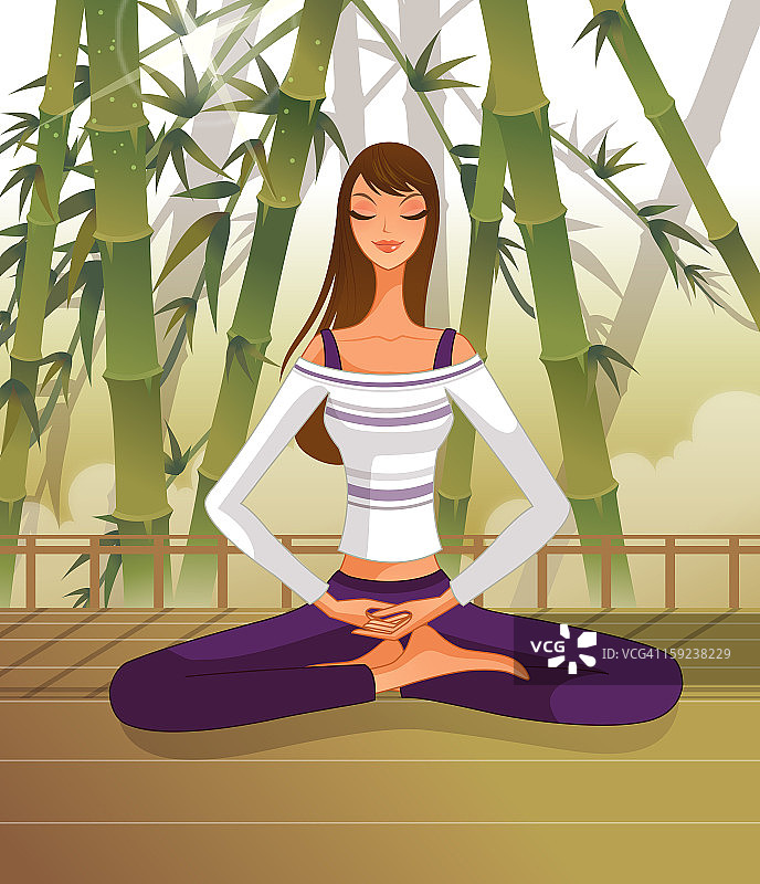 女人盘腿而坐，冥想图片素材