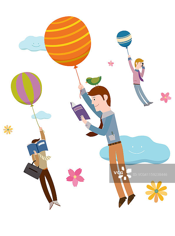 气球与男人图片素材