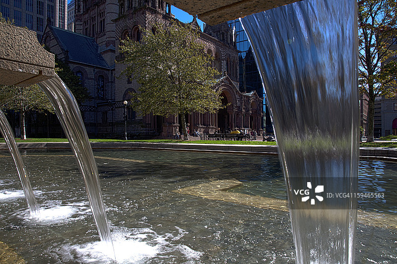 马萨诸塞州波士顿科普利广场喷泉图片素材