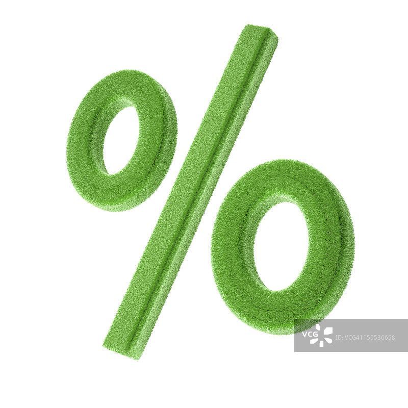 白色背景上的绿色草地百分比符号图片素材