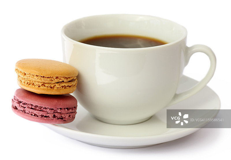 诱人的马卡龙咖啡小吃图片素材