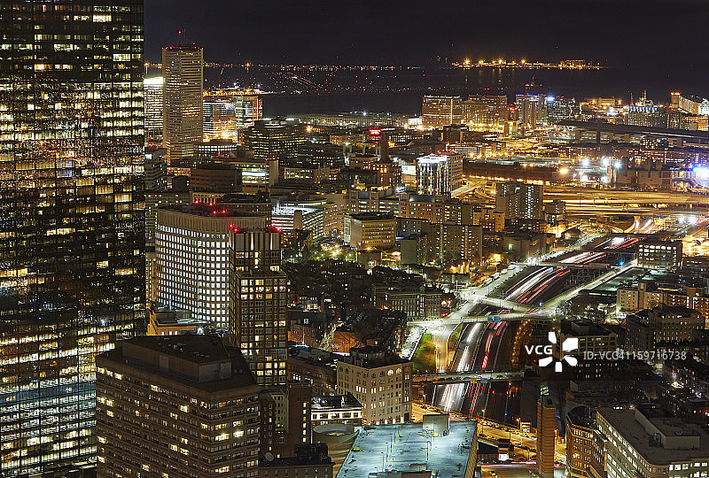 波士顿夜景鸟瞰图图片素材