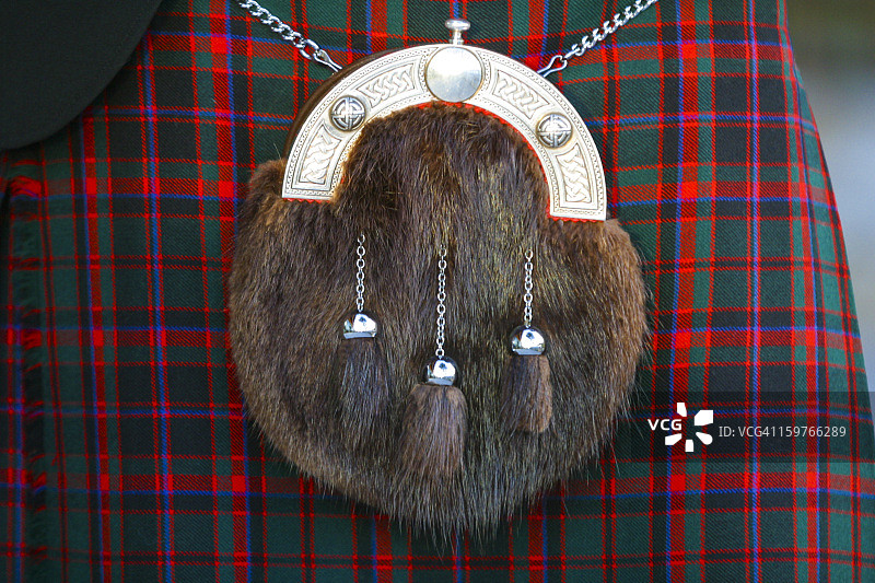 苏格兰短毛绒包和基尔特裙图片素材