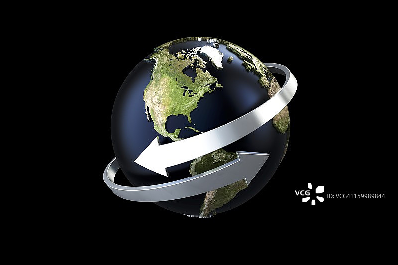 带有两个箭头的地球仪图片素材