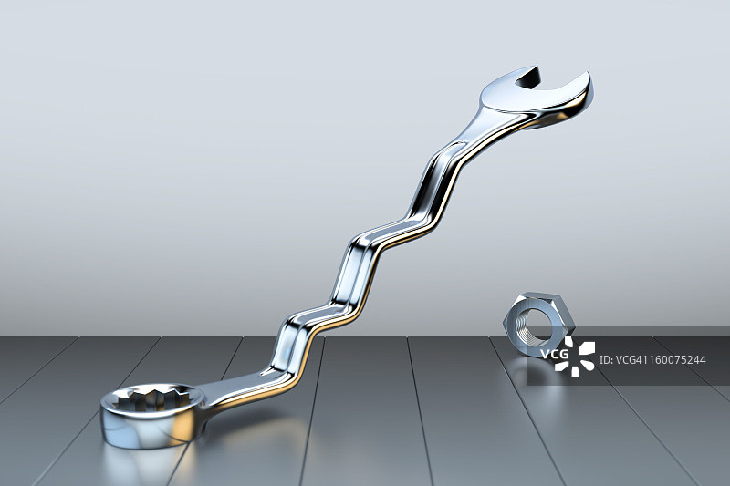 曲线图和螺母形状的螺丝扳手图片素材