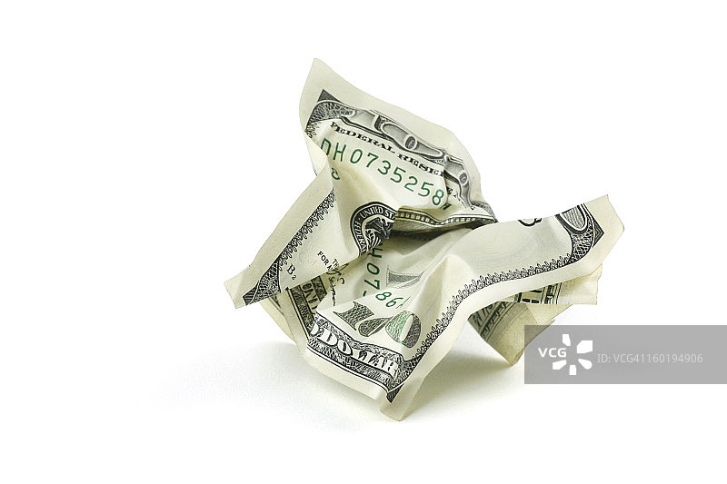 带剪切路径的褶皱的钱图片素材