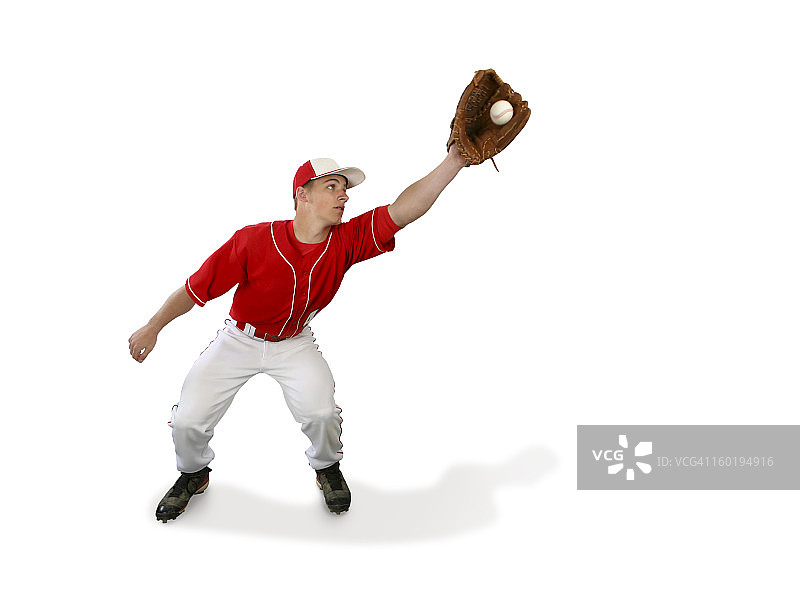 带裁剪路径的棒球运动员接球图片素材