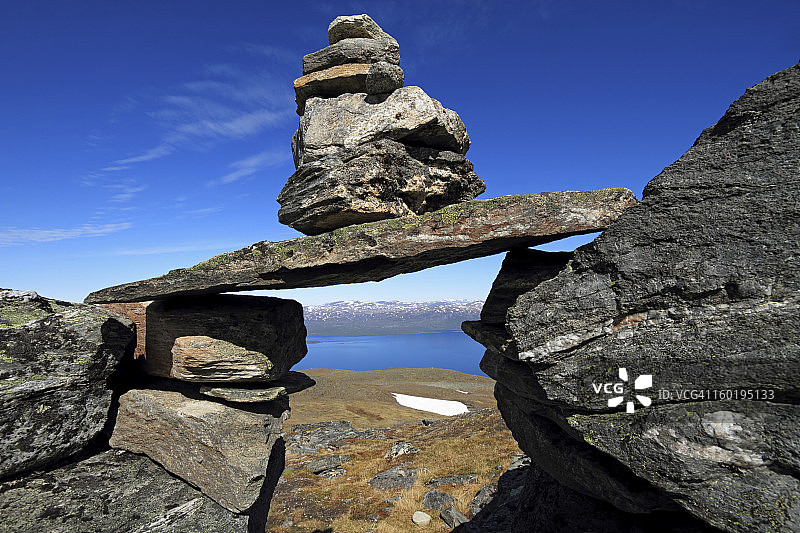 瑞典阿比斯库的石制金字塔图片素材