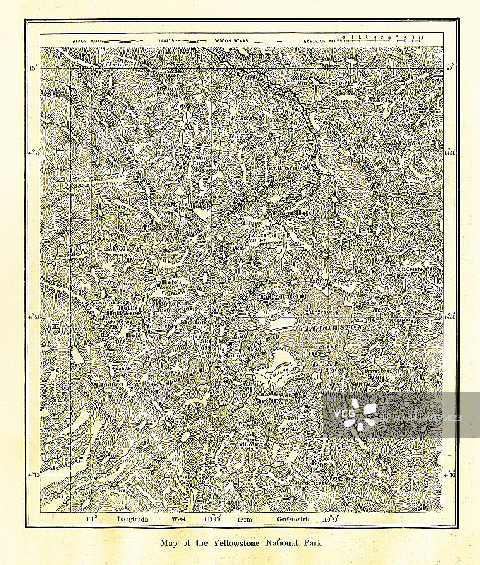 美国黄石国家公园地图图片素材