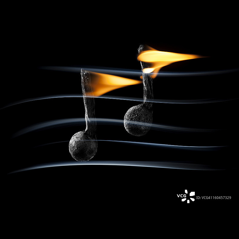 炽热的音乐——燃烧的火柴烟雾图片素材