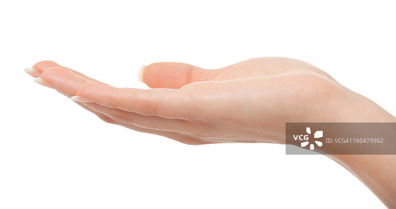 女人张开的手，白色背景图片素材