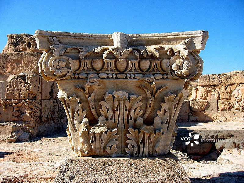利比亚塞布拉塔的科林斯柱顶图片素材