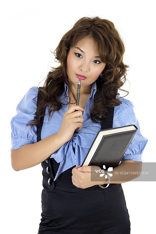 沉思的年轻女商人图片素材