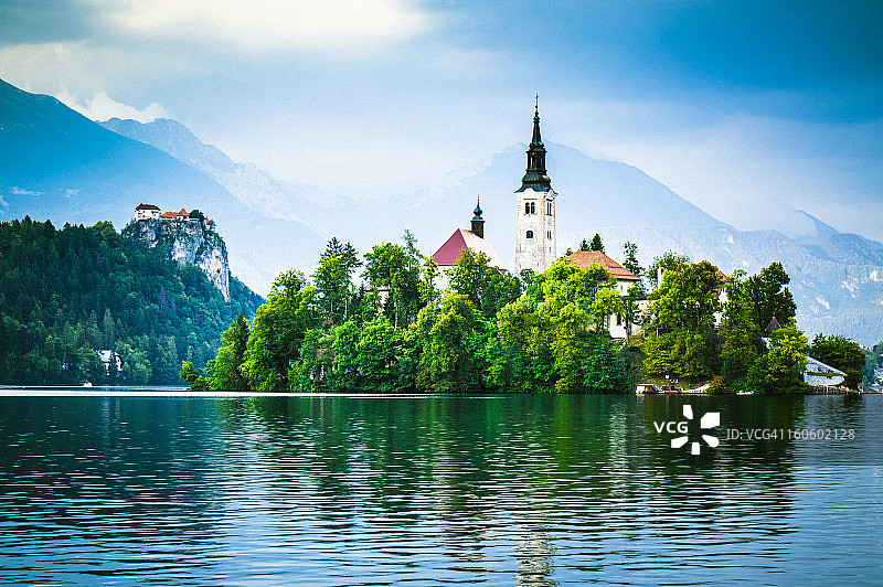 斯洛文尼亚布莱德湖圣母玛利亚教堂图片素材