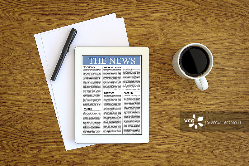 平板电脑上的新闻图片素材