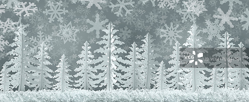 纸质冬季雪景图片素材