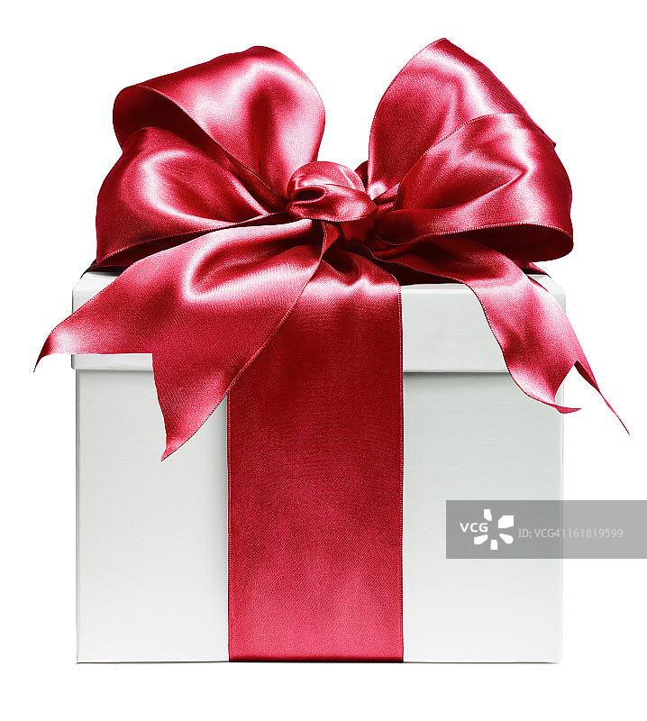 红色蝴蝶结白色礼品图片素材