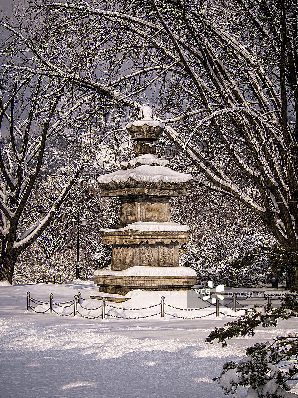 雪中的宝塔图片素材