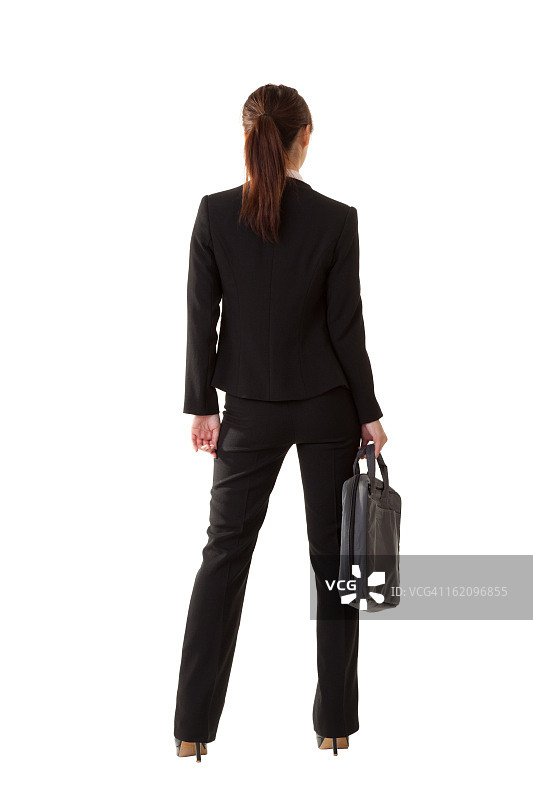 白色背景上的女商人背面图片素材