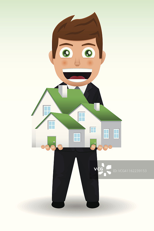 拿着房子的商人图片素材