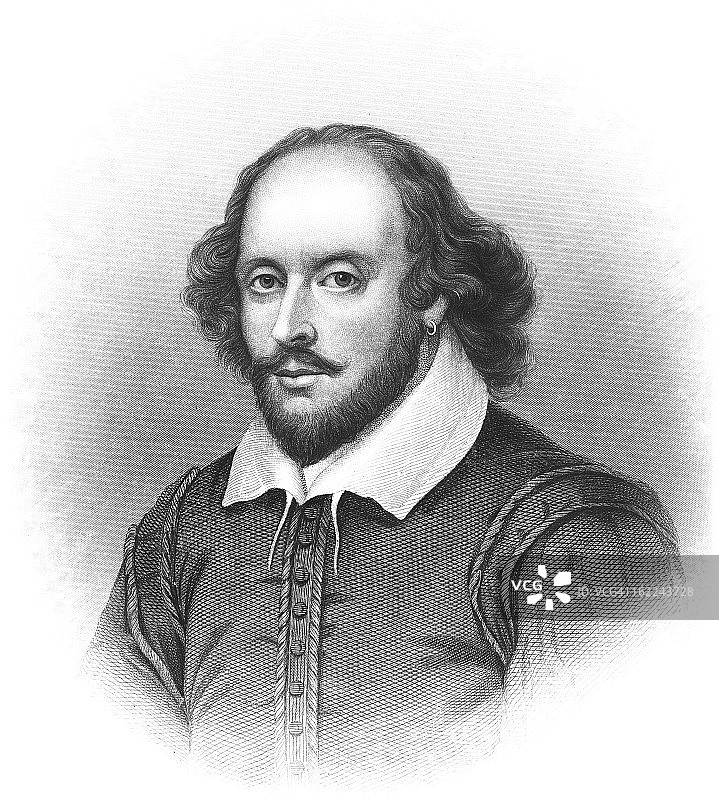 威廉·莎士比亚古董雕刻画像图片素材