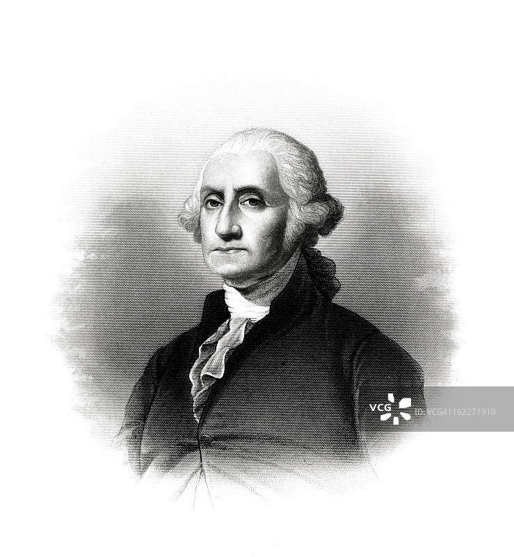 乔治·华盛顿古董雕刻画像图片素材