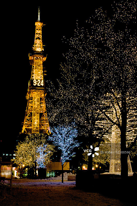 札幌大通公园与札幌电视塔图片素材