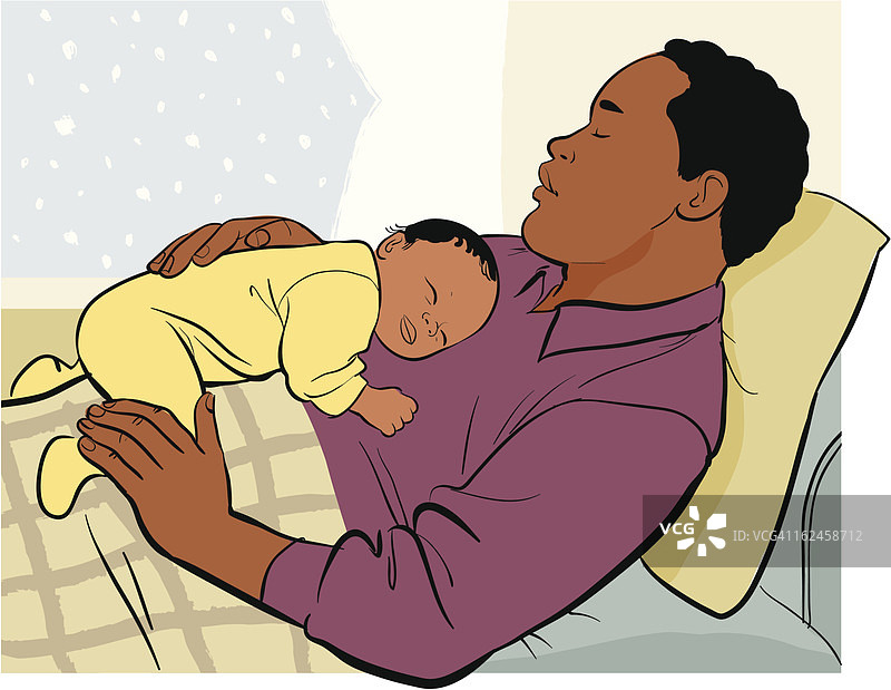 宝宝在爸爸的胸口睡觉图片素材