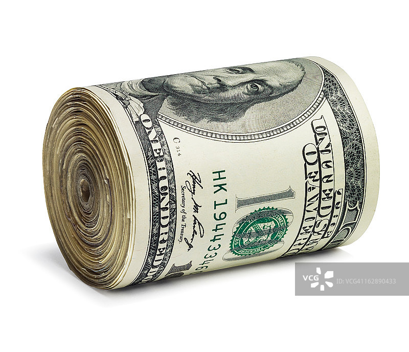 一百美元钞票卷图片素材