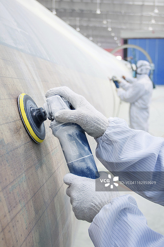 风力涡轮机叶片抛光图片素材