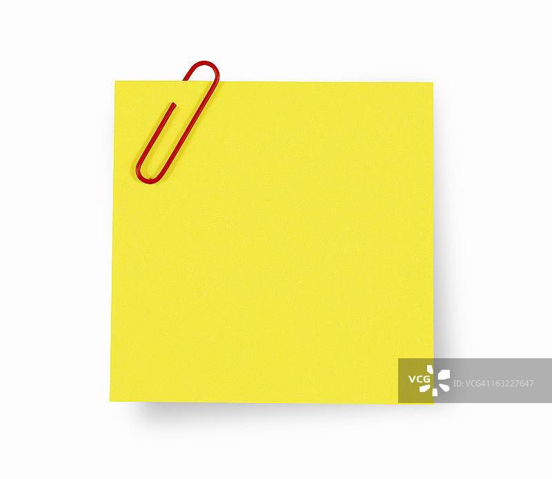 带回形针的黄色便签图片素材