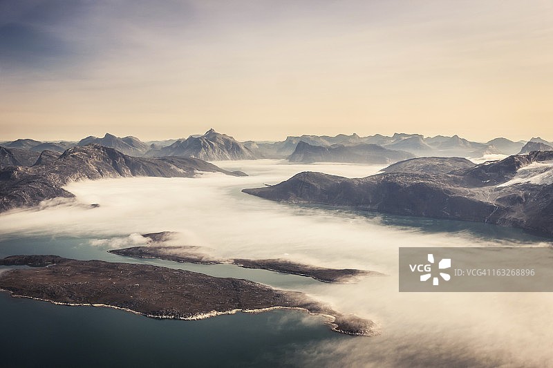 格陵兰峡湾海岸航拍景观图片素材