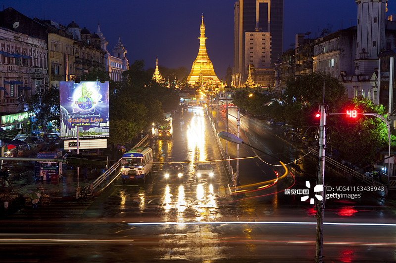 苏雷宝塔和苏雷帕亚路的交通图片素材